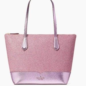 NWT Kate Spade Lola LG Glitter ROSE PINK Tote Bag